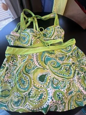 Women’s Green Paisley Tankini Swim Set